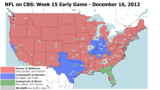 Illustration for article titled Which TV Market Is Getting Screwed This Sunday? An Analysis Of Week 15 NFL Viewing Maps